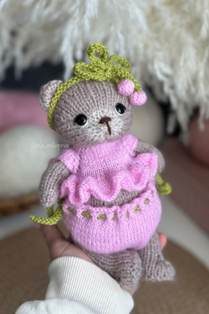 I Made Knitting Pattern Spring Outfit For Girl Bear