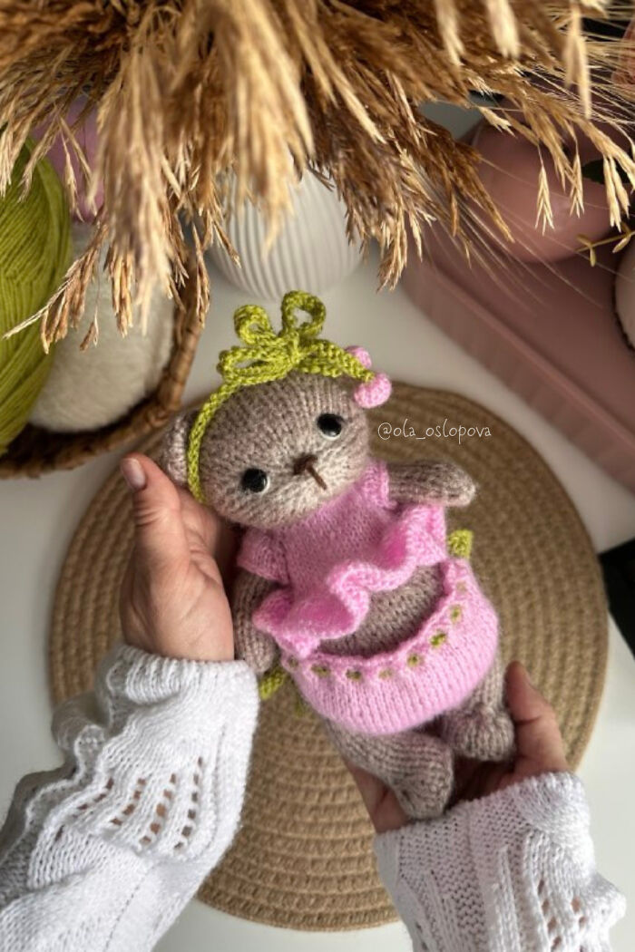 I Made Knitting Pattern Spring Outfit For Girl Bear