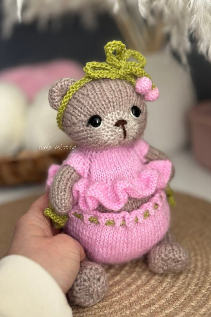 I Made Knitting Pattern Spring Outfit For Girl Bear