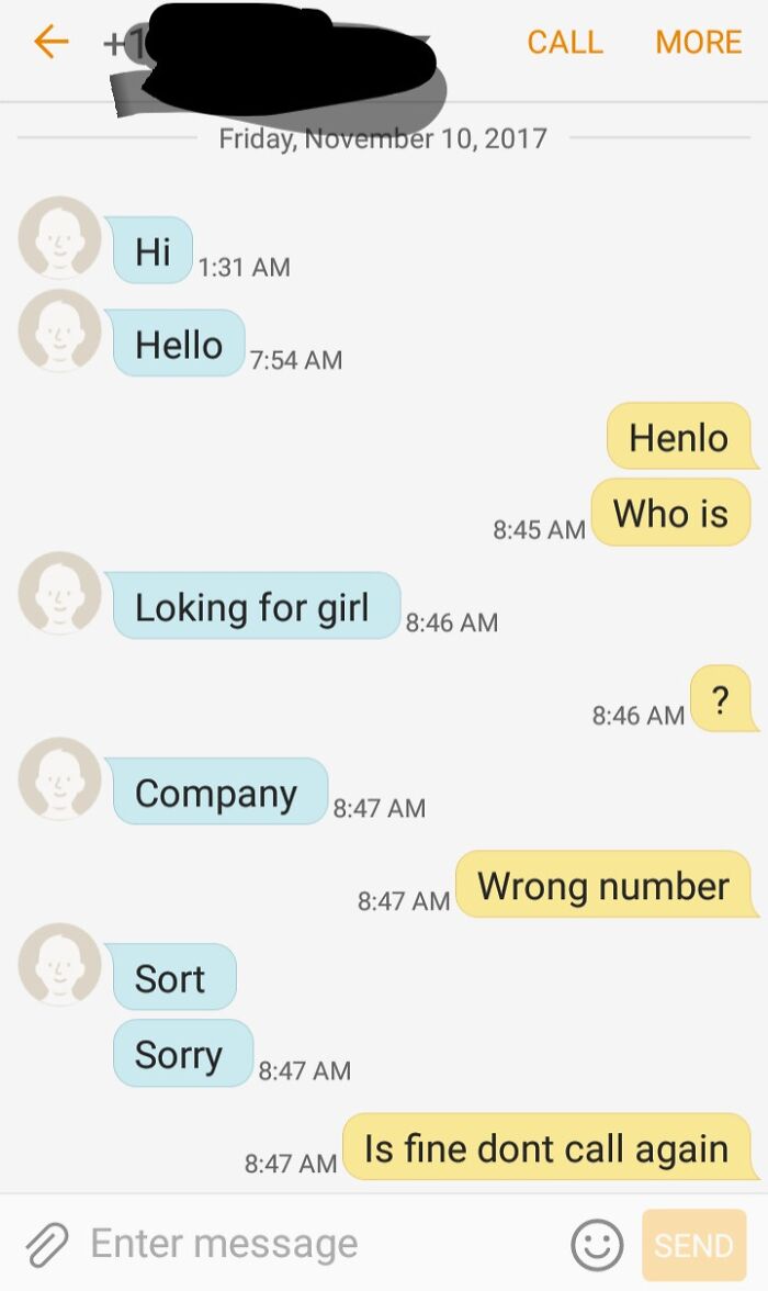Text message convo with funny wrong recipient mix-up.