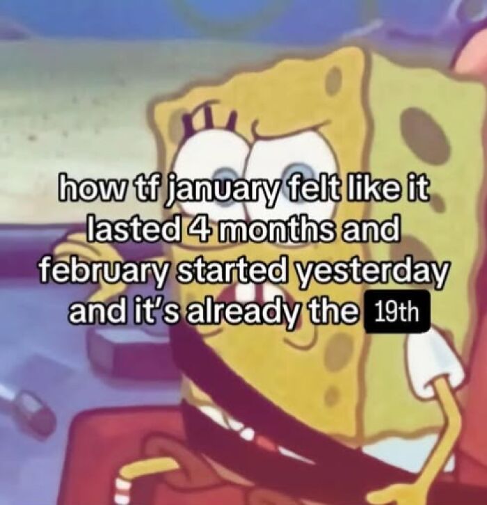 Spongebob meme humorously expressing time distortion, related to mental health memes.