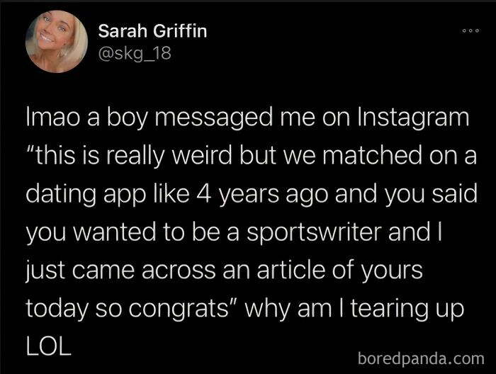 Tweet about a relatable, funny encounter highlighting career growth, proving you are not alone.