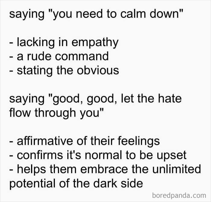Nerds of Grey meme comparing responses to staying calm versus embracing the dark side humorously.