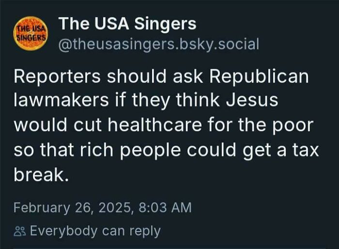 Tweet showing courage questioning if Jesus would support cutting healthcare for the poor for rich people's tax breaks.