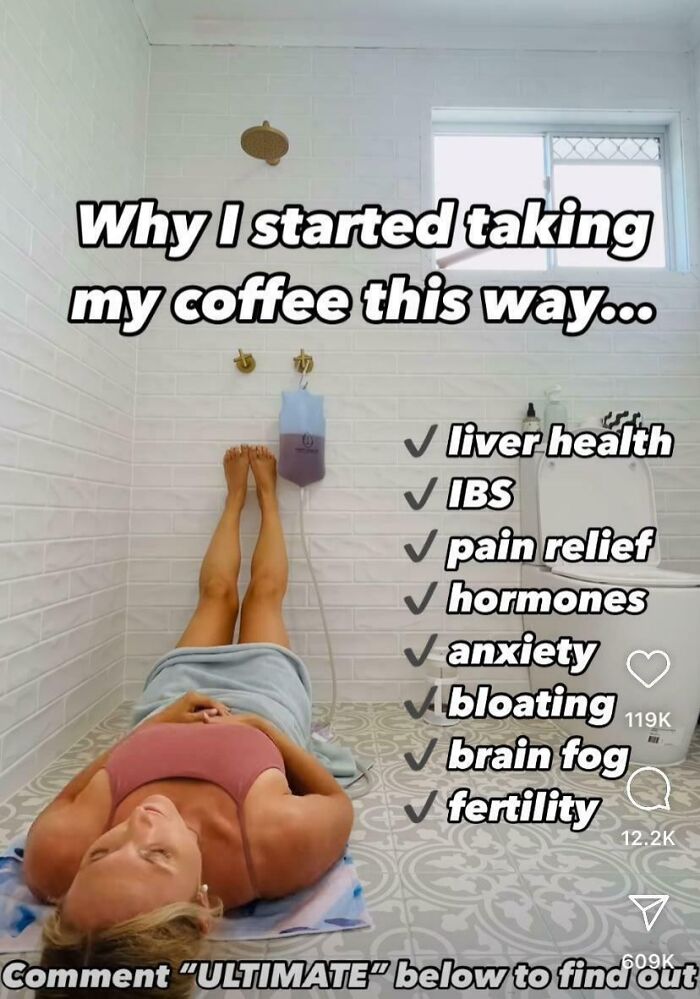 Woman lying with legs up against a wall, promoting benefits of coffee, related to infuriating entitled influencers.