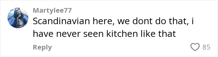 Comment expressing surprise at a kitchen transformation with 85 likes. Comment expressing surprise at a kitchen transformation with 85 likes.