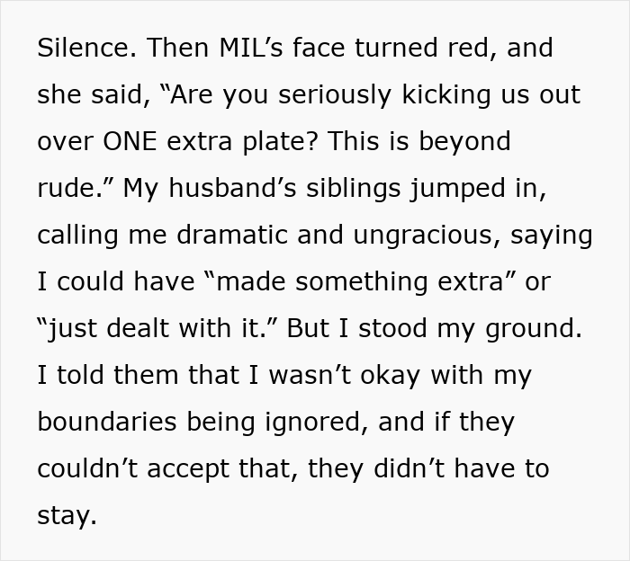 MIL upset after being asked to leave dinner for bringing uninvited guest, amid family dispute over boundaries.
