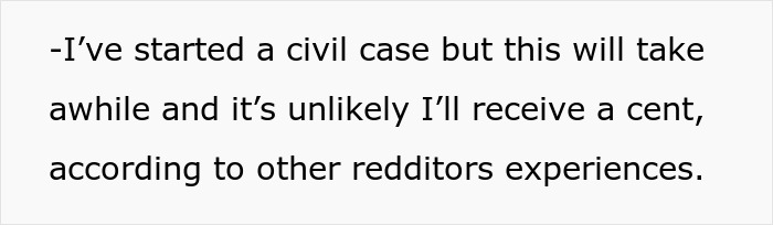 Text image discussing civil case outcome, reflecting sentiments on stealing rent money and system dissatisfaction. Text image discussing civil case outcome, reflecting sentiments on stealing rent money and system dissatisfaction.