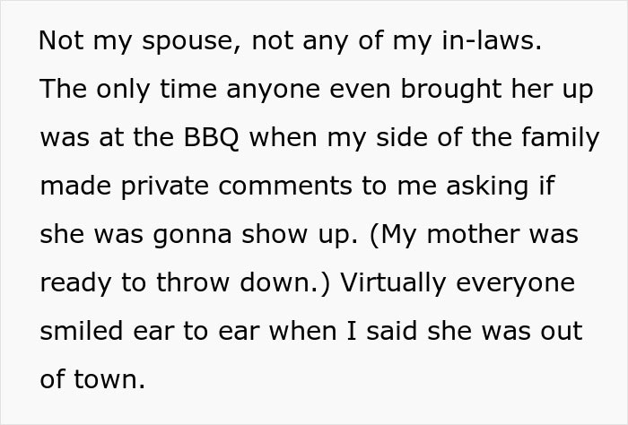 Text about family reactions at a BBQ when vegan SIL was mentioned, with private comments and lots of smiles. Text about family reactions at a BBQ when vegan SIL was mentioned, with private comments and lots of smiles.