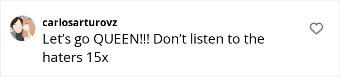 Comment praising a WWE star, showing support despite criticism. Comment praising a WWE star, showing support despite criticism.