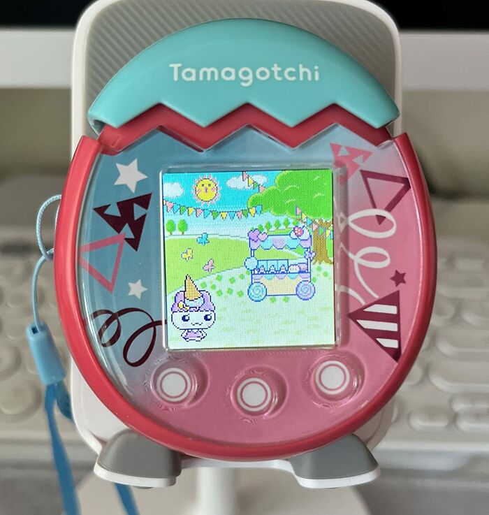 Tamagotchi toy screen with digital pet, a perfect gift for the fun aunt or uncle.