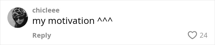 Comment saying "my motivation" with 24 likes on post about lifestyle change.