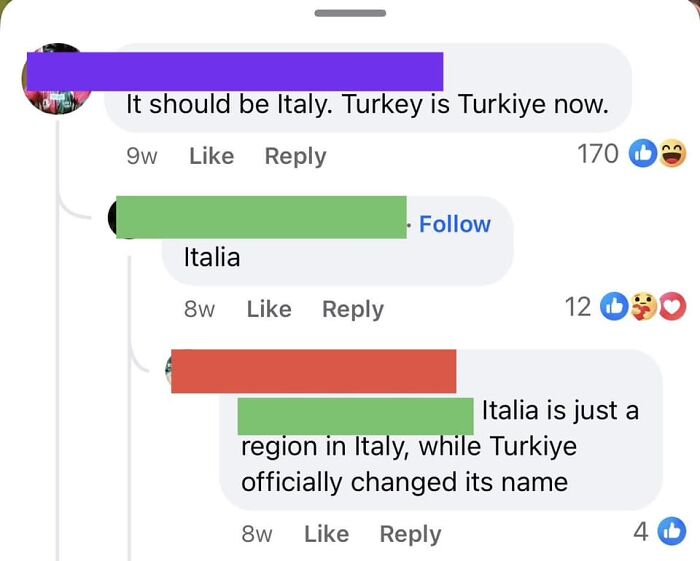 People incorrectly correct each other's geography knowledge on social media.