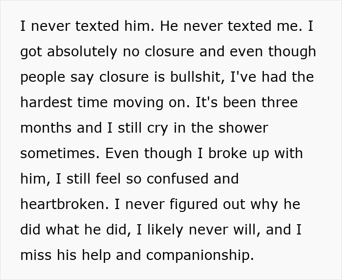 Text about a woman's frustration, loss, and search for closure after her boyfriend wiped novel planning from a whiteboard.