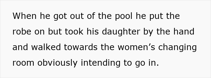 Text description about a dad and daughter heading to the women's changing room.