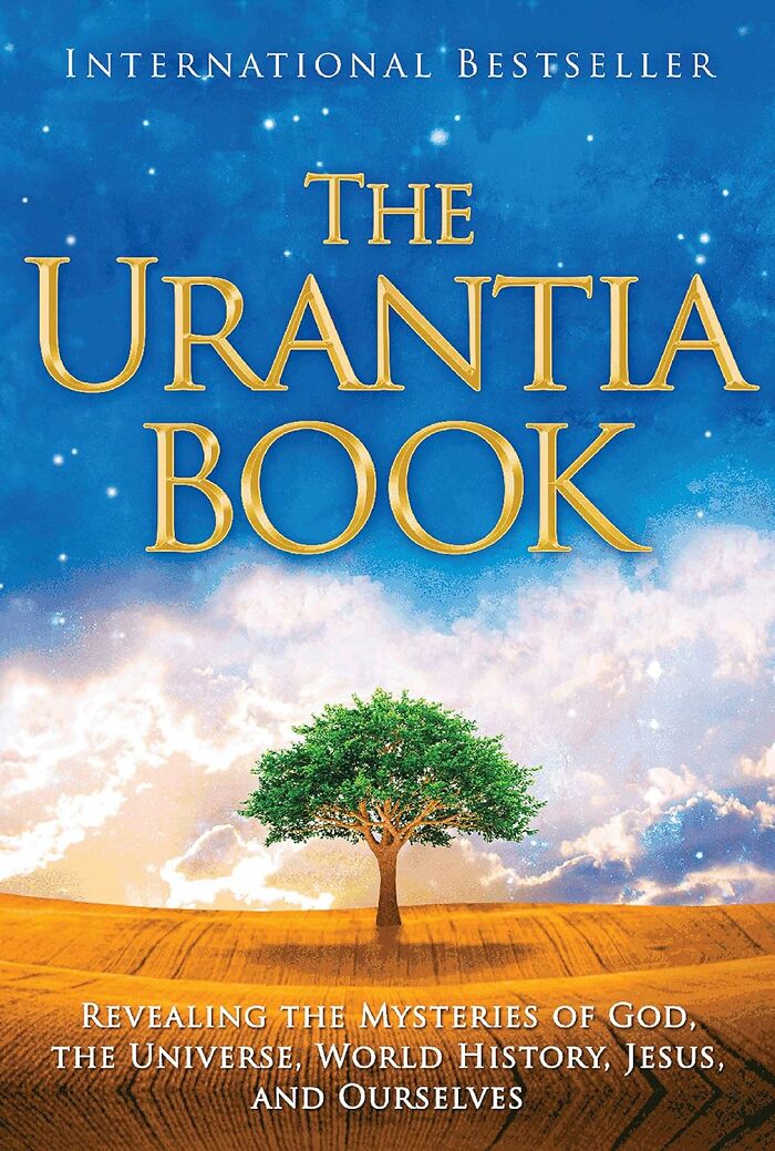 Cover of The Urantia Book with a tree and sky background, highlighting weird but wonderful reads.