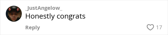 "Comment congratulating weight loss success with 17 likes.