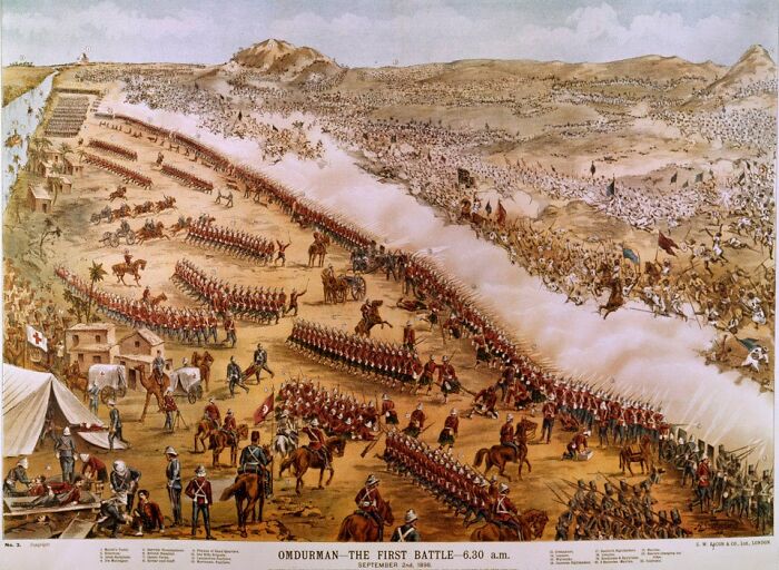 Historic illustration of a battle scene depicting troops on horseback and foot, related to surprising war victories.