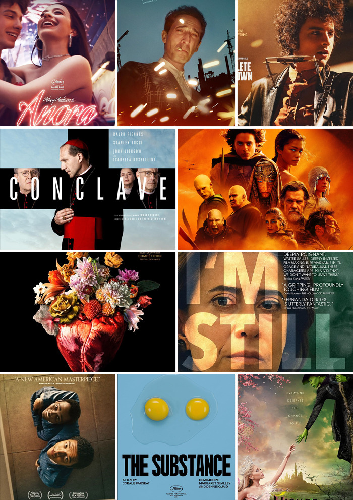Oscar predictions 2025: Collage of potential award-winning movie posters including drama, romance, and sci-fi themes.