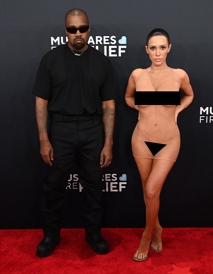 Bianca Censori and Kanye West at the 2025 Grammys in a controversial red carpet appearance. Bianca Censori and Kanye West at the 2025 Grammys in a controversial red carpet appearance.