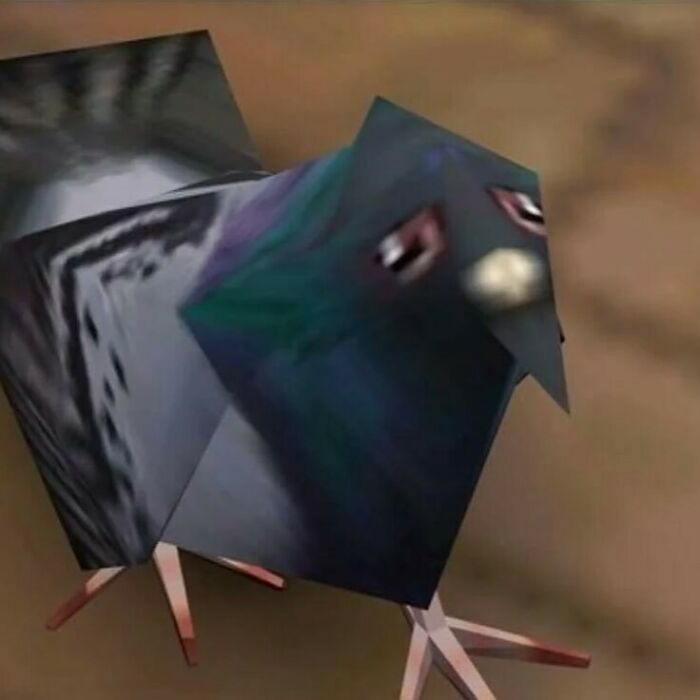 Distorted low-poly bird image showing the strange creativity of the internet.