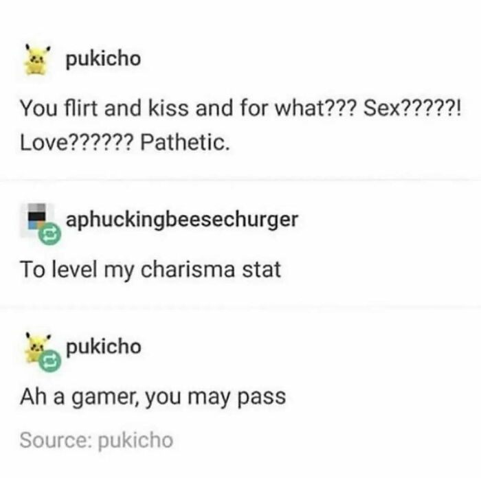 Funny Tumblr exchange about flirting and gaming, highlighting the humorous side of social interactions.