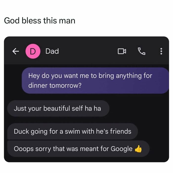 Text conversation meme with amusing dad text exchange from College Confessions on Instagram.