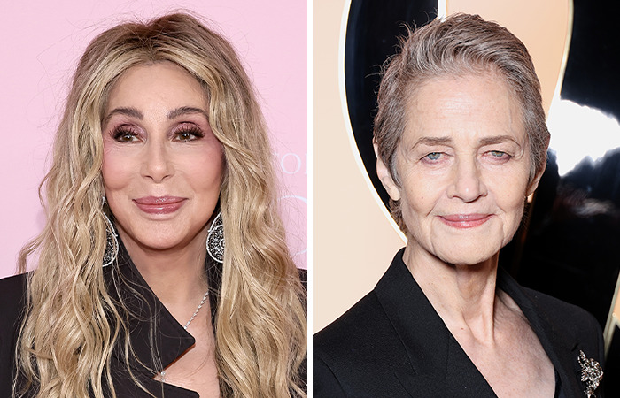 Cher and Charlotte Rampling, two women of the same age, highlighting the impact of plastic surgery on appearance.