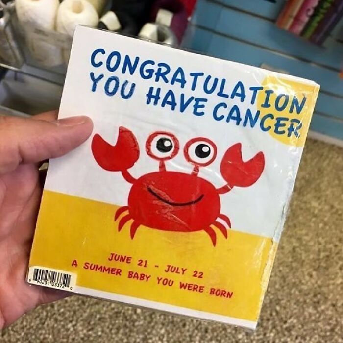 Crab illustration design fail with incorrect congratulation message.