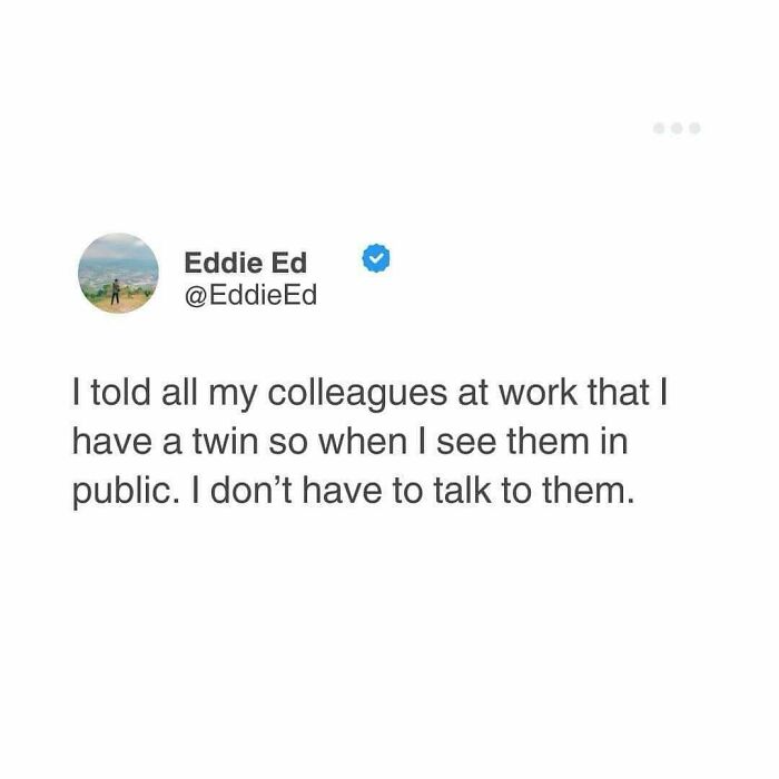 Humorous resources meme about avoiding colleagues by pretending to have a twin.