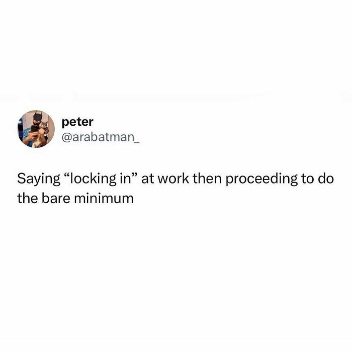 Text meme about doing the bare minimum at work, from 'Humorous Resources'.