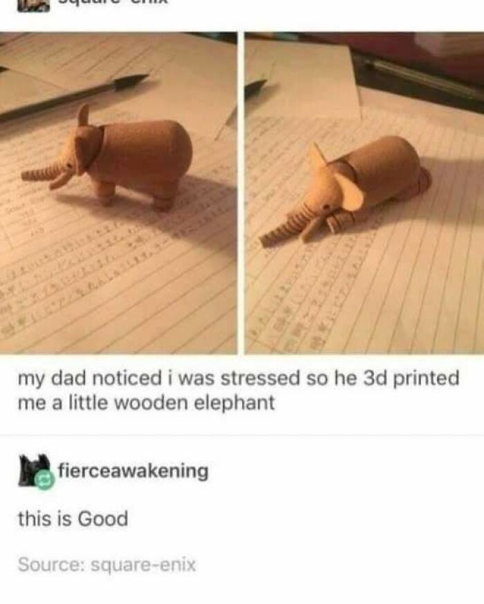 A wooden elephant on paper, showcasing Tumblr's funny and quirky side.