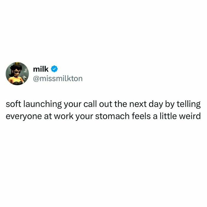 Humorous Resources meme about calling out sick, referencing a stomach ache at work.