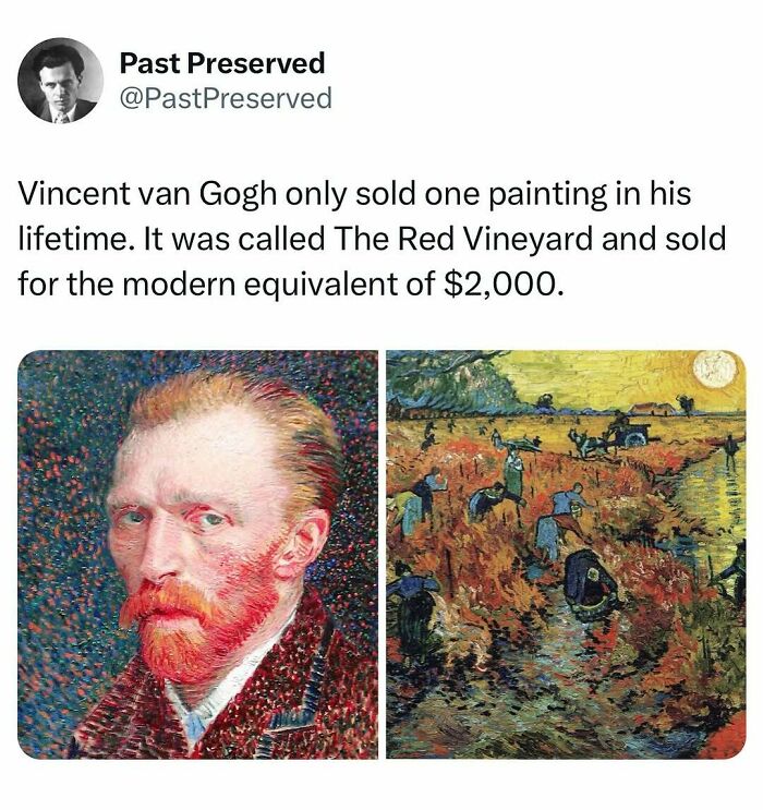 Vincent van Gogh and his painting "The Red Vineyard," illustrating a unique historical fact.