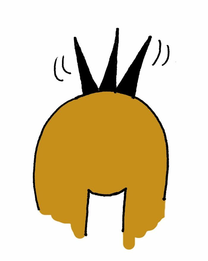 Drawing of a wagging dog's tail in a comic style by GMeyer.