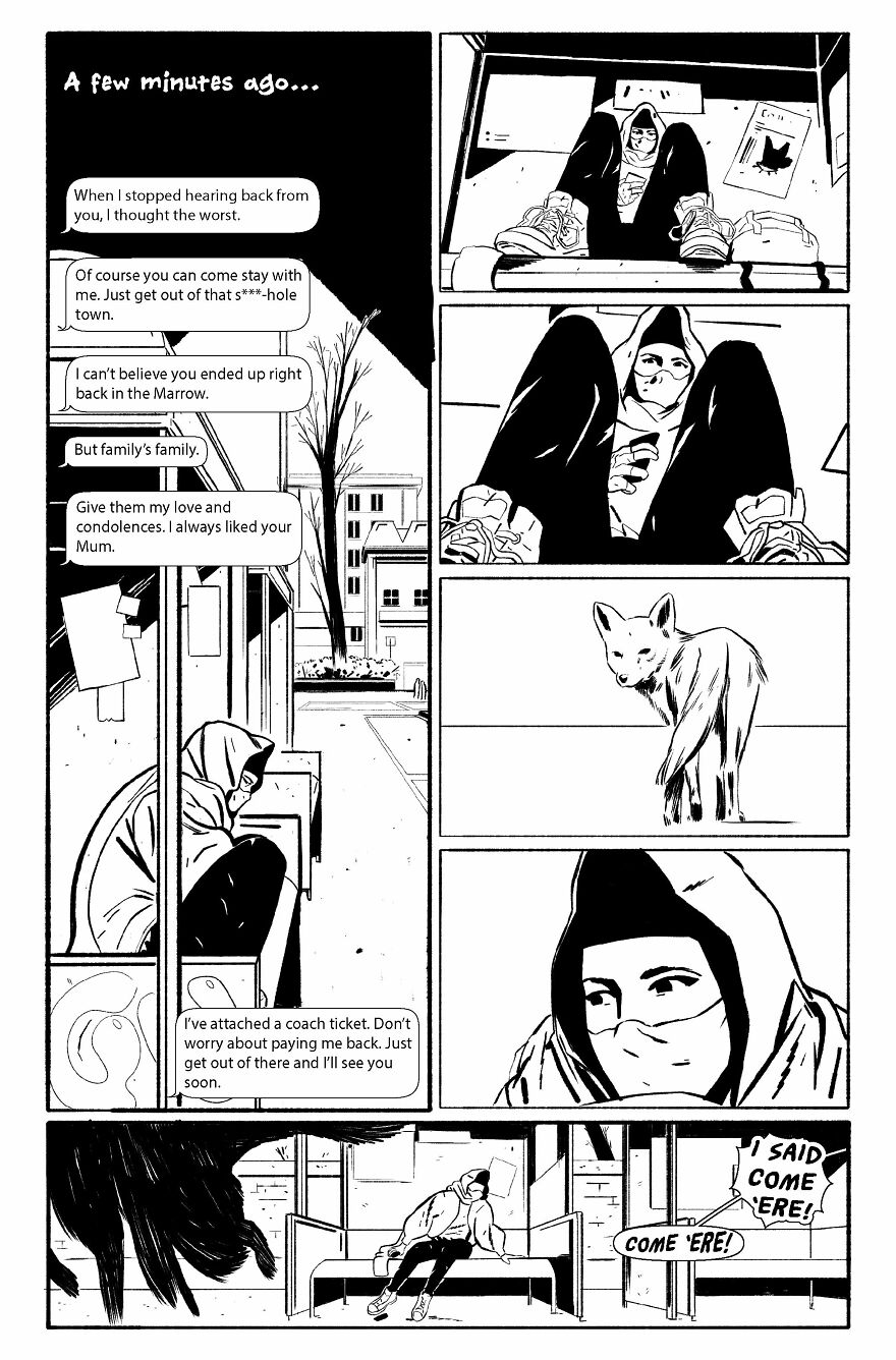 My Webcomic Grinding Against The Marrow, Episode 1: It Always Begins At A Cold Coach Stop