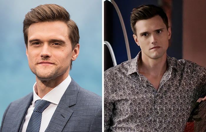 Actor in suit and tie on left; patterned shirt on right, representing a career crushed before hitting it big.