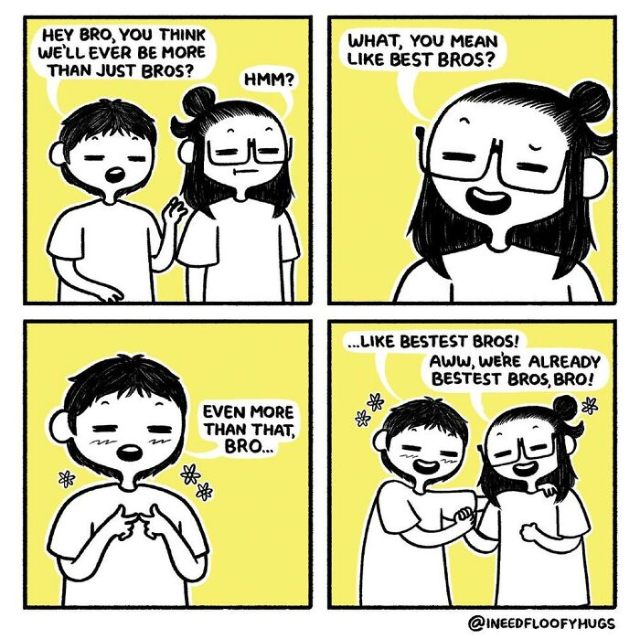 Comic exaggerating everyday inconveniences with two characters humorously discussing their friendship levels.