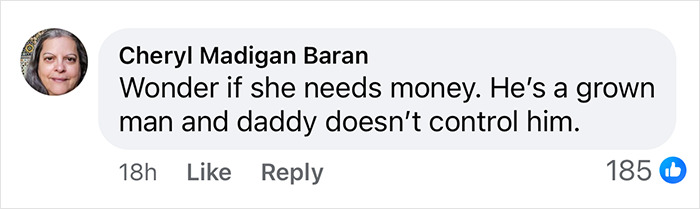 Comment discussing Nicolas Cage and son's alleged violent incident, questioning financial motives.