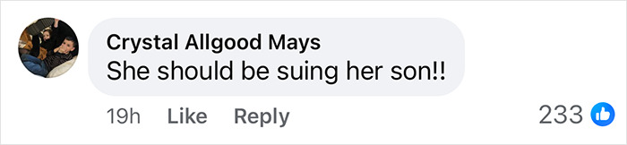 Facebook comment on a post about Nicolas Cage's ex suing after son&rsquo;s alleged attack.