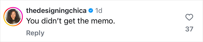 Instagram comment criticizing Sofia Vergara, saying "You didn&rsquo;t get the memo," with 37 likes.