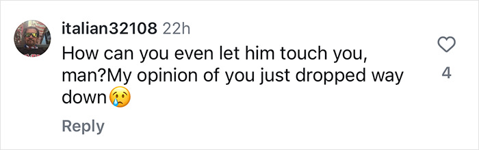 User comment criticizing Sofia Vergara for a photo, expressing disappointment with a sad emoji.