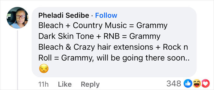 Comment on Beyonc&eacute;'s skin tone at Grammys sparks debate with sarcastic equations for music genres and awards.