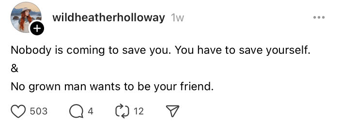 Social media post sharing life advice, highlighting top mistakes by women over 30.