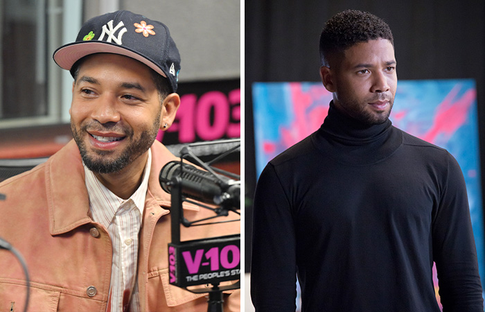 Two images of an actor whose career was impacted, wearing casual and formal outfits.