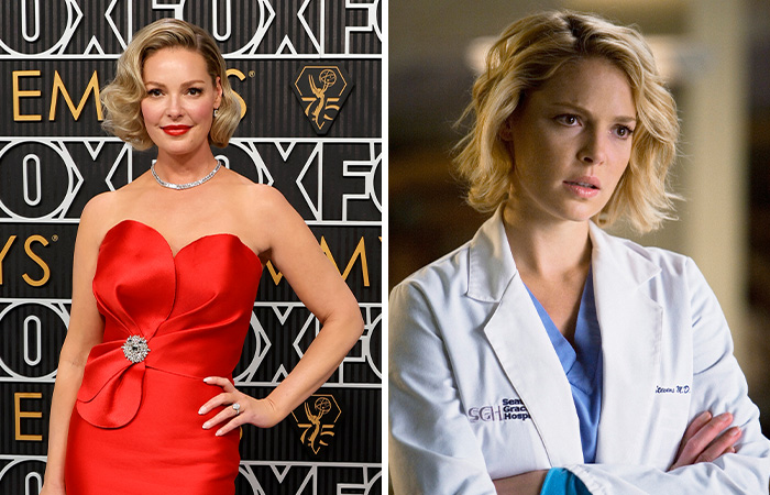 Actor in red gown at event and in medical attire, representing actors whose careers were crushed early.