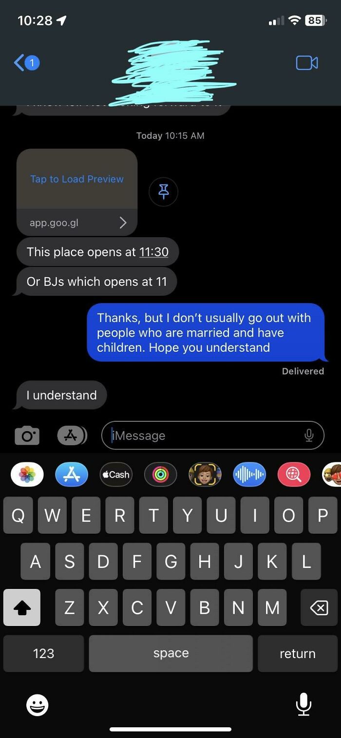 Awkward text exchange about meeting places and personal boundaries in a message app interface.