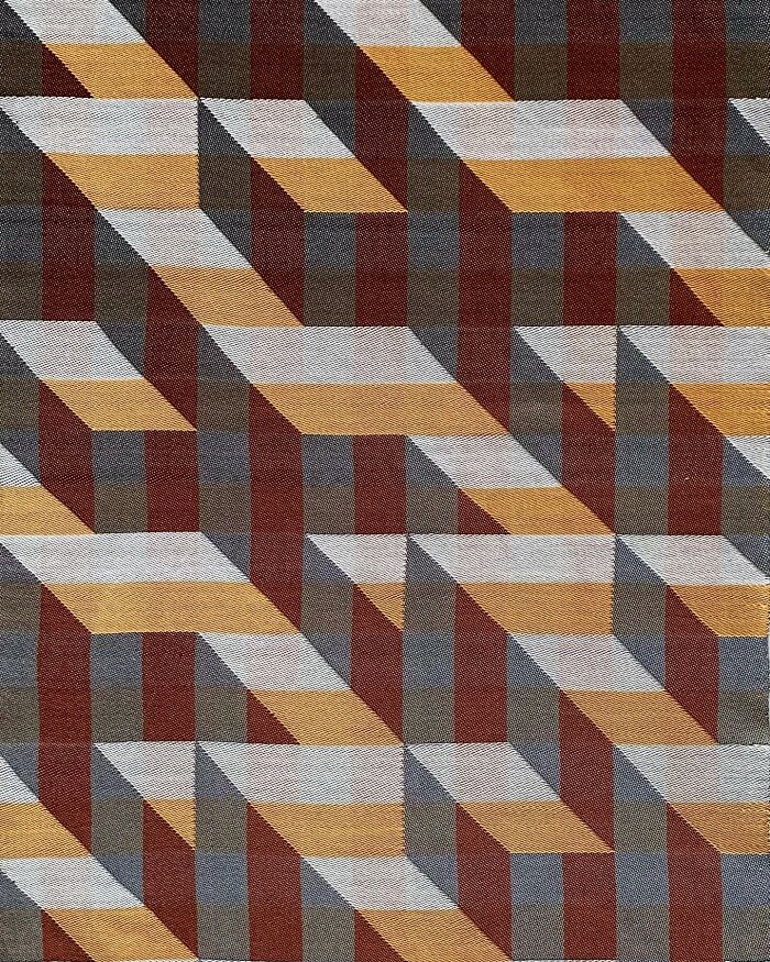 Intricate geometric weave art with stunning optical illusions in earthy tones, creating a captivating visual effect.