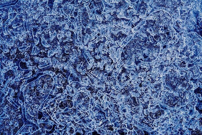 Textures of nature showcasing intricate ice patterns in an intimate landscape photograph.