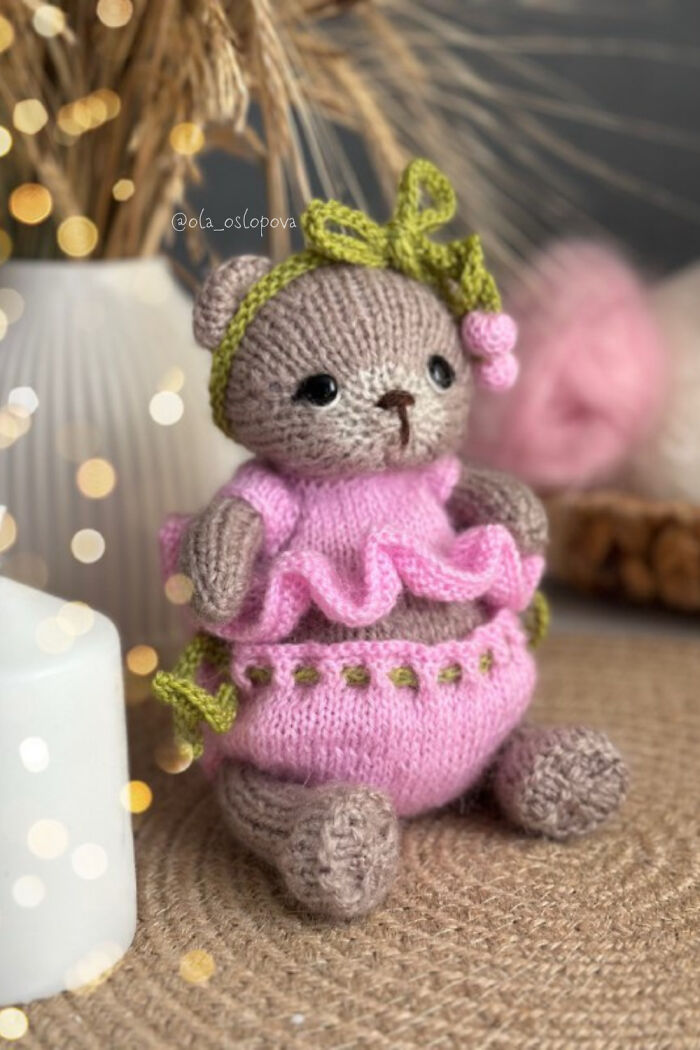 I Made Knitting Pattern Spring Outfit For Girl Bear